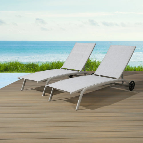 2-Pieces Aluminum Textilene Sling Chaise Lounge Chairs K309