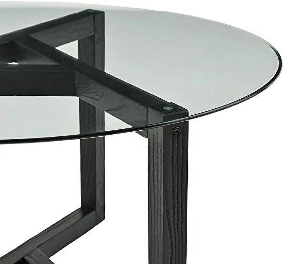 Round Glass Coffee Table with Wood Frame X4645
