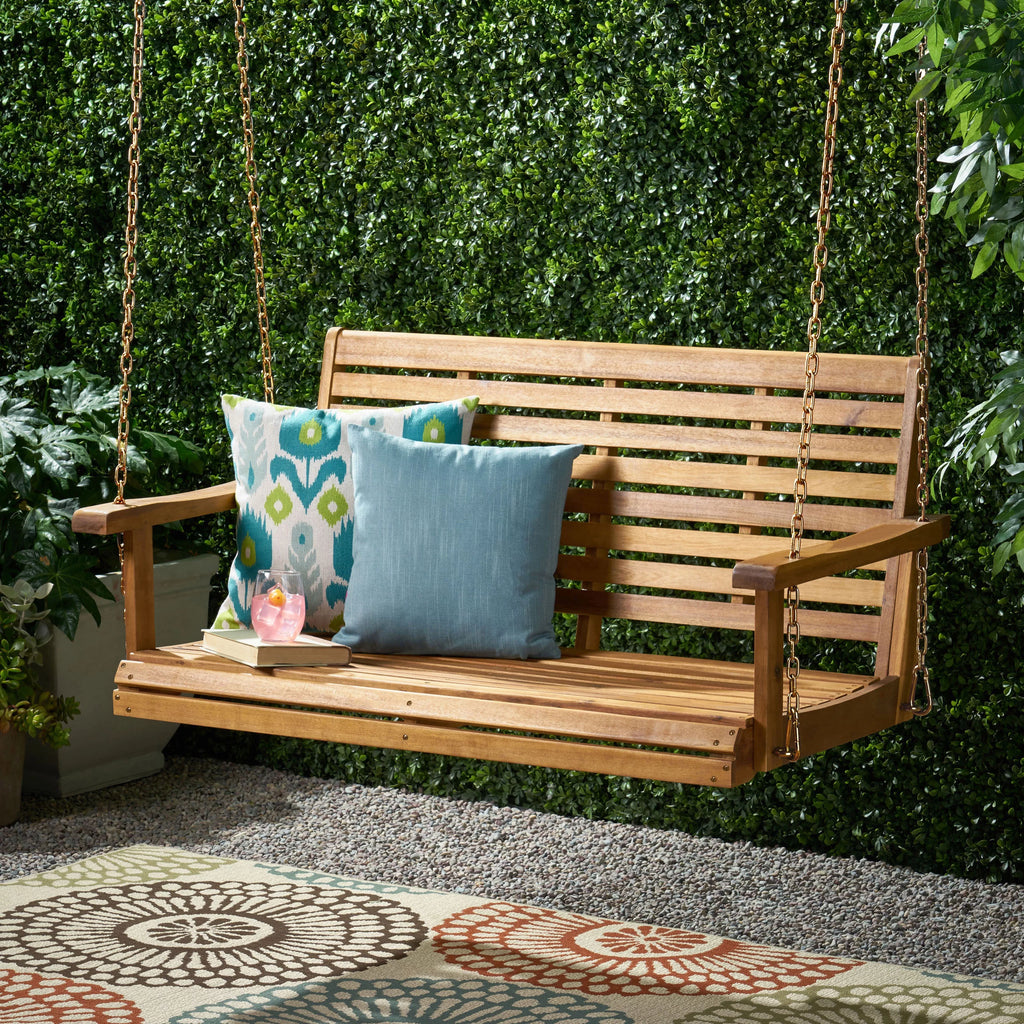 Teak Acacia Wood Porch Swing F8012