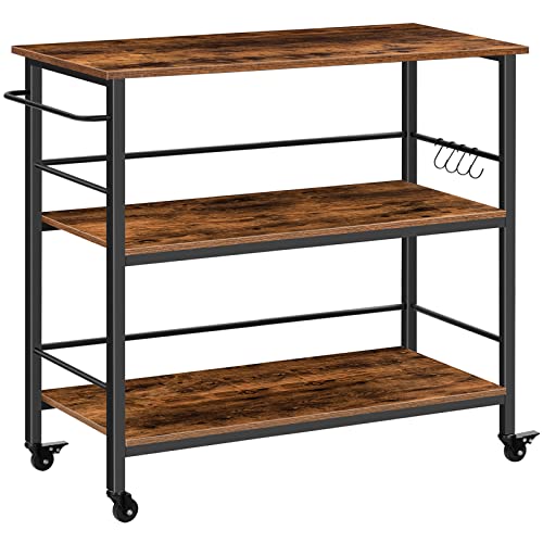 Rustic Brown and Black Kitchen Island with Storage S848554