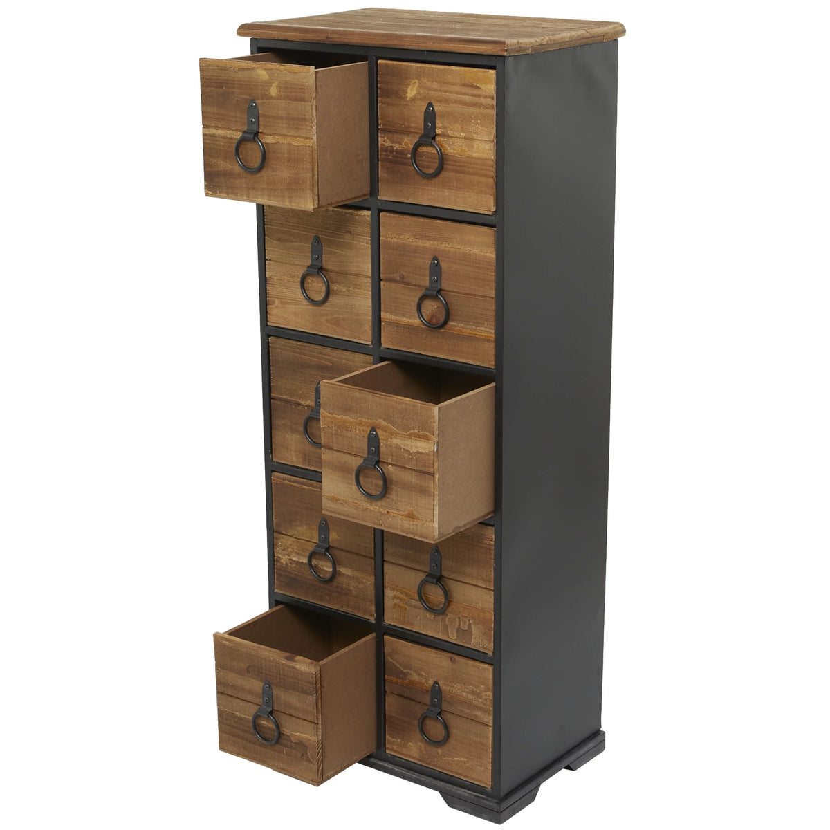 Rustic Wood Chest with Black Handles Y163381