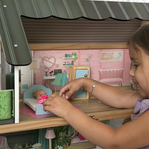 3-Story Dollhouse with 4 Rooms and 16 Accessories J3496