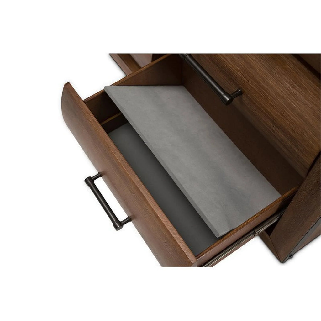Wood Dresser with Mirror Set in Burnt Umber Brown W494