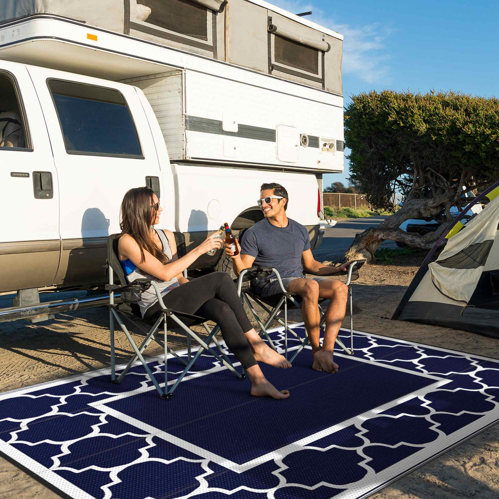 8'x10' Reversible Straw Plastic Waterproof Outdoor Rug W53917