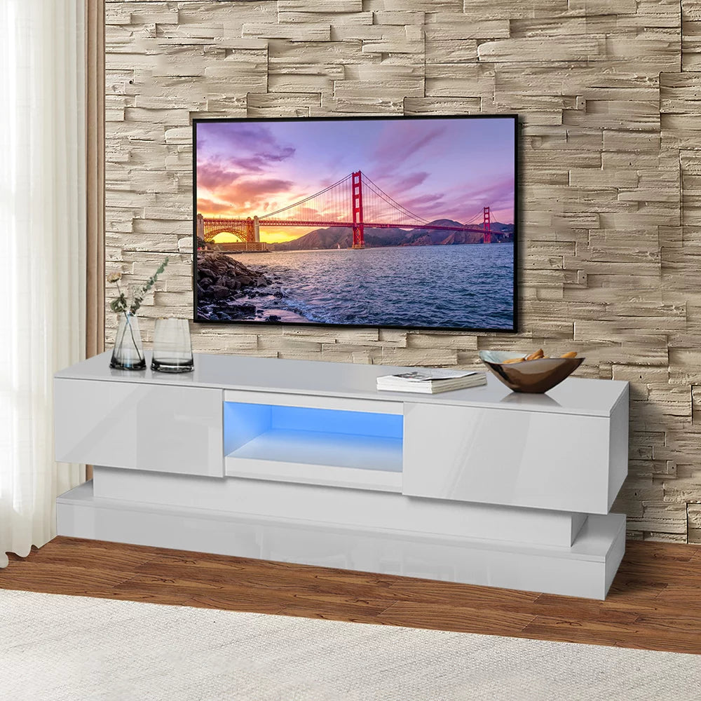 White High Gloss LED TV Stand with 16 Colors Lights T111372