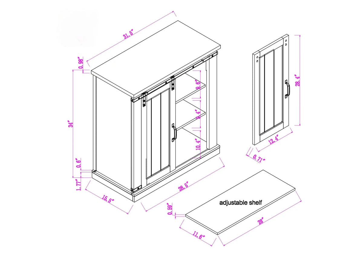 Aged Wood Sliding Barn Door Accent Cabinet J24522