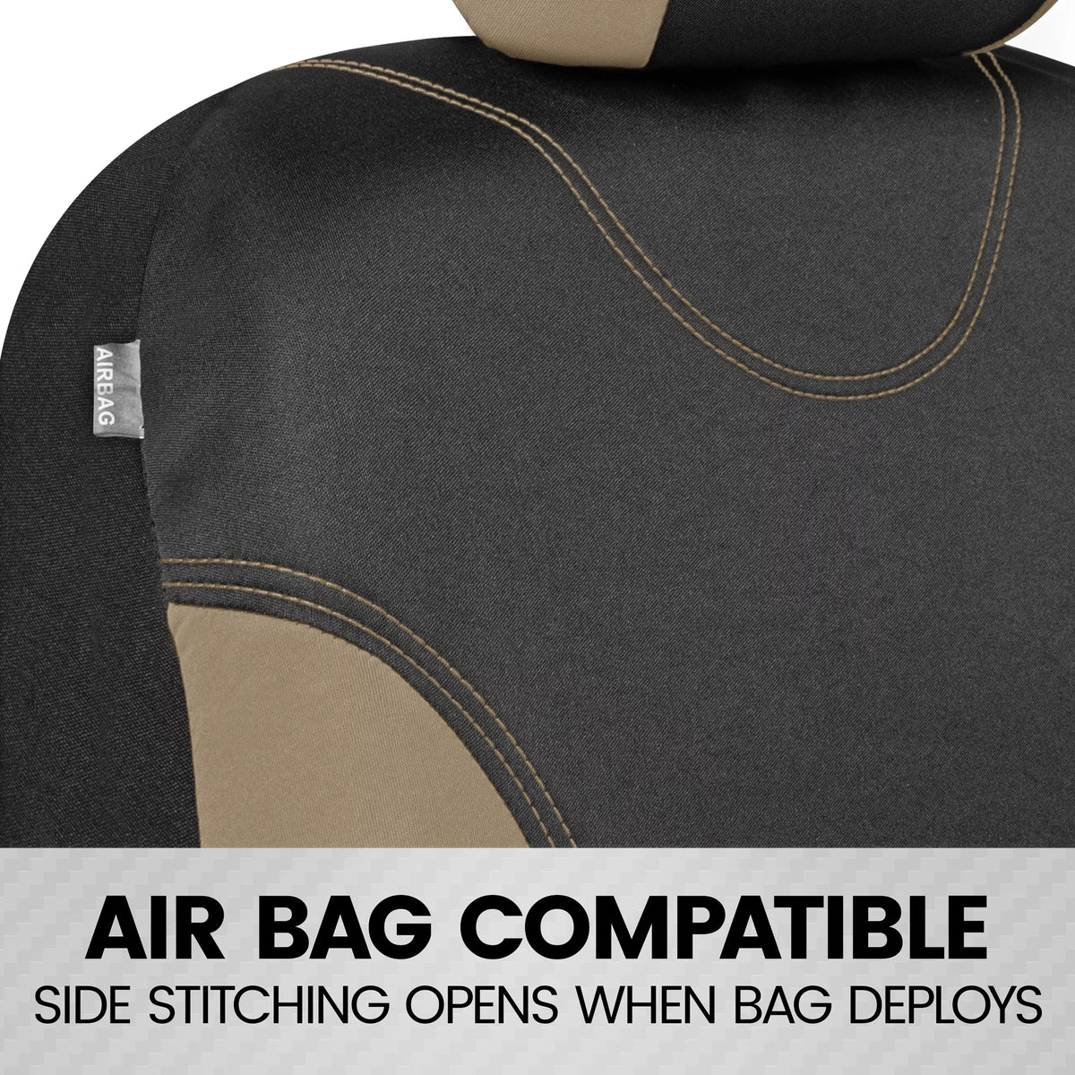 Beige Two-Tone Full Set Car Seat Covers F3848