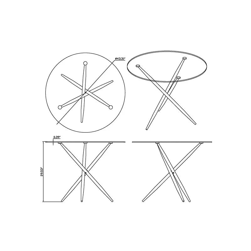 Round Steel and Glass Dining Table E687