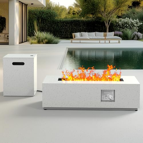 43 Inch 50000 BTU Propane Gas Fire Pit Table with Glass Rocks B895