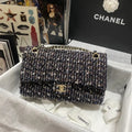 Navy Blue Multicolor Glittered Tweed Bag I38489