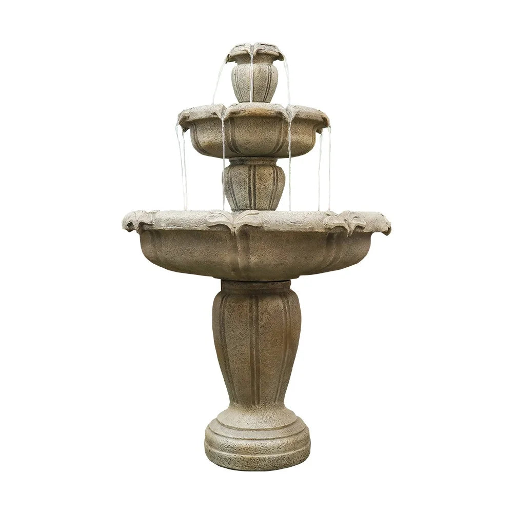 48-Inch Tall 3-Tiered Concrete Fountain J25869