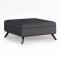 36" Square Storage Ottoman Slate Gray Linen Look Fabric S63271
