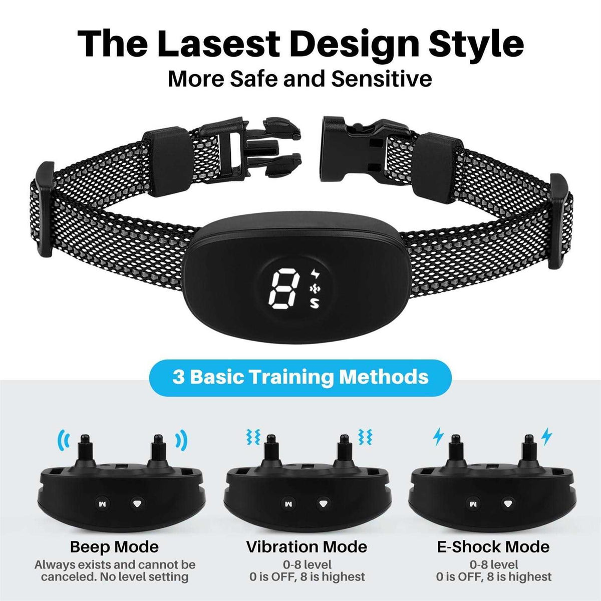 3 Modes Beep Vibration Shock Dog Bark Collar V54220