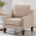 Taupe Velvet Upholstered Armchair with Wooden Legs G991573