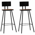 2 Piece Bar Stools Reclaimed Wood Seat with Backrest Steel Frame E623