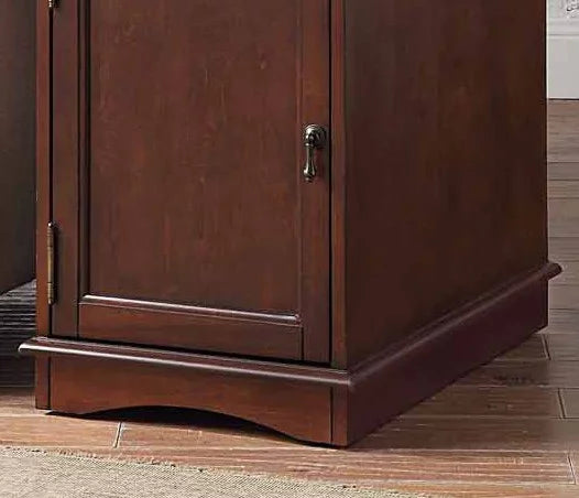 1pc Birch Veneer Side Table with USB Outlet V802388
