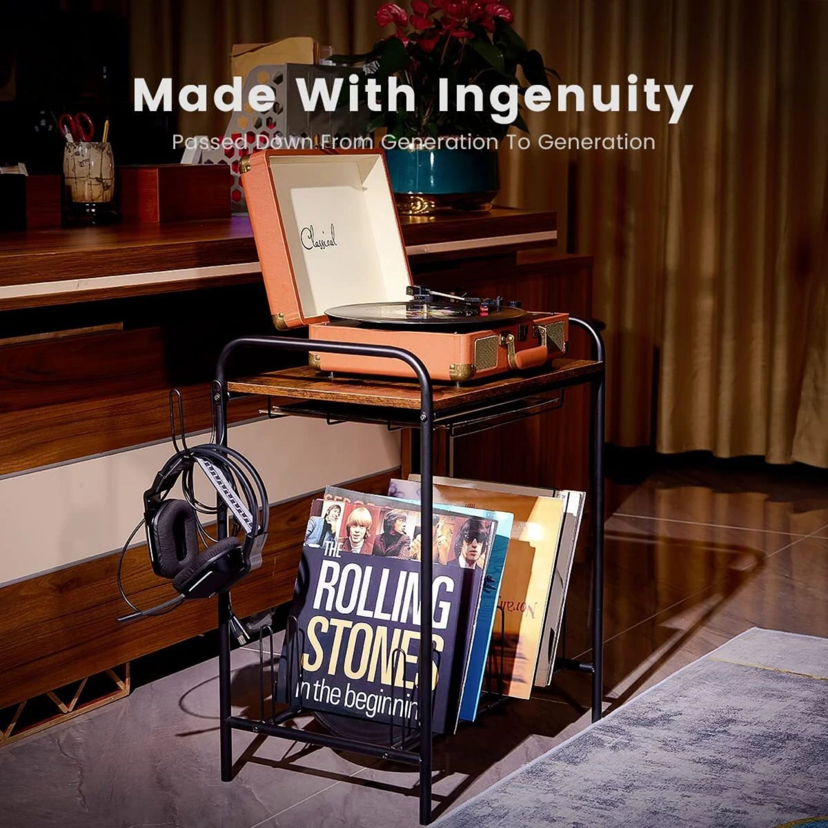 Record Player Stand with Record Storage K517221