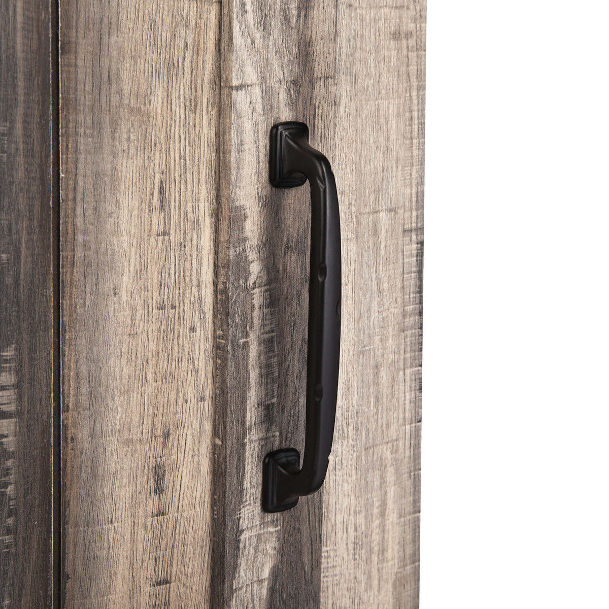Aged Wood Sliding Barn Door Accent Cabinet J24522