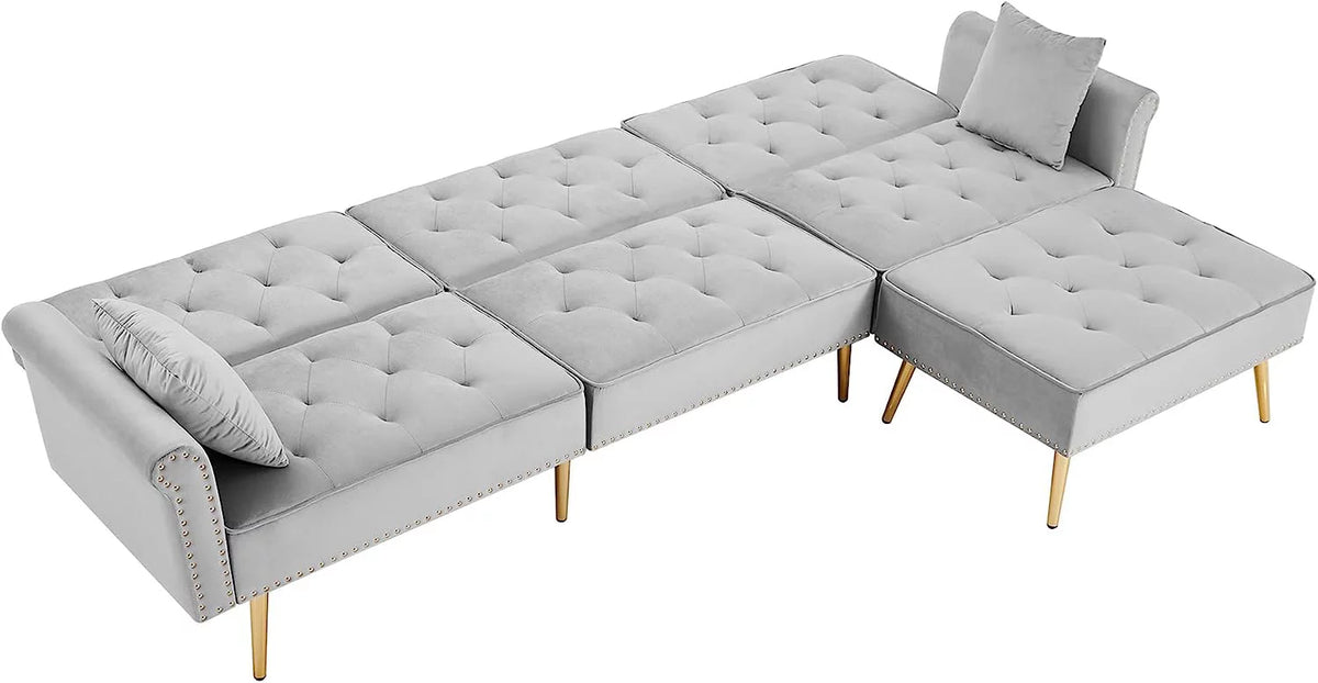 L-Shaped Sectional Sofa with Recliner and Movable Ottoman R9801