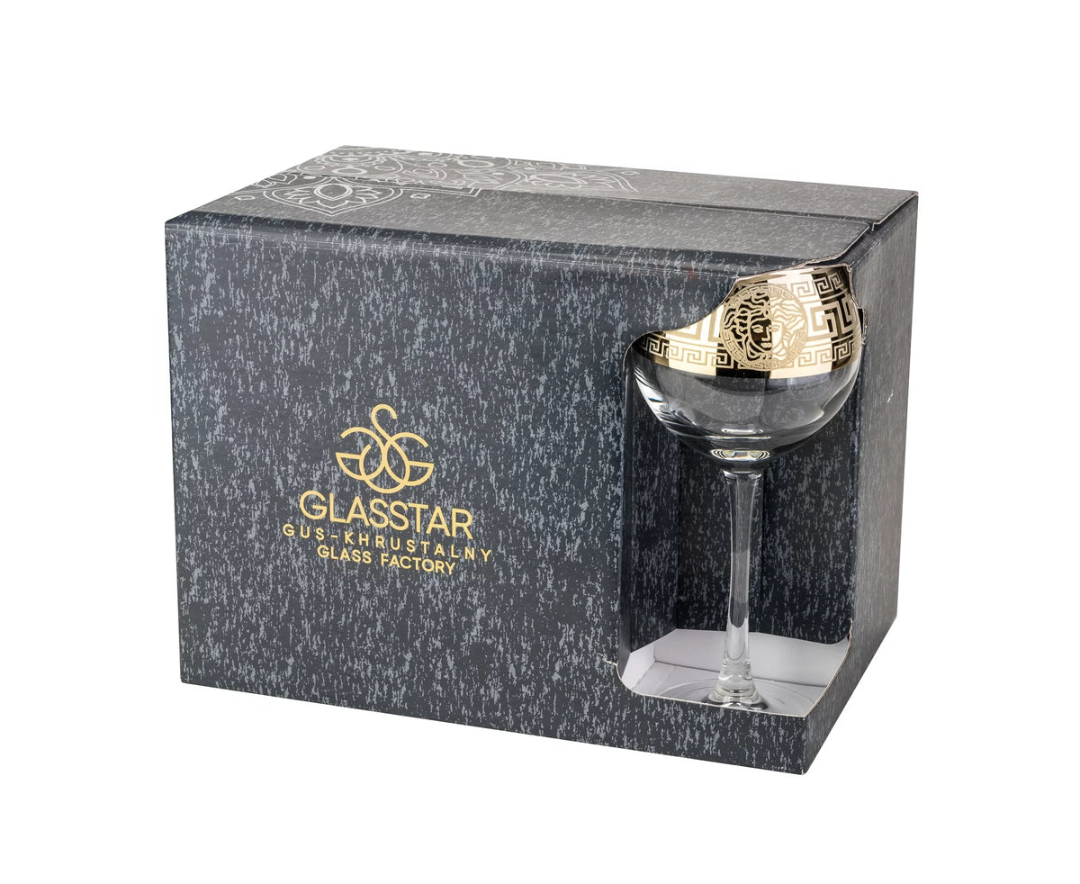 10oz Wine Glasses with Golden Accent, Set of 6 H7841