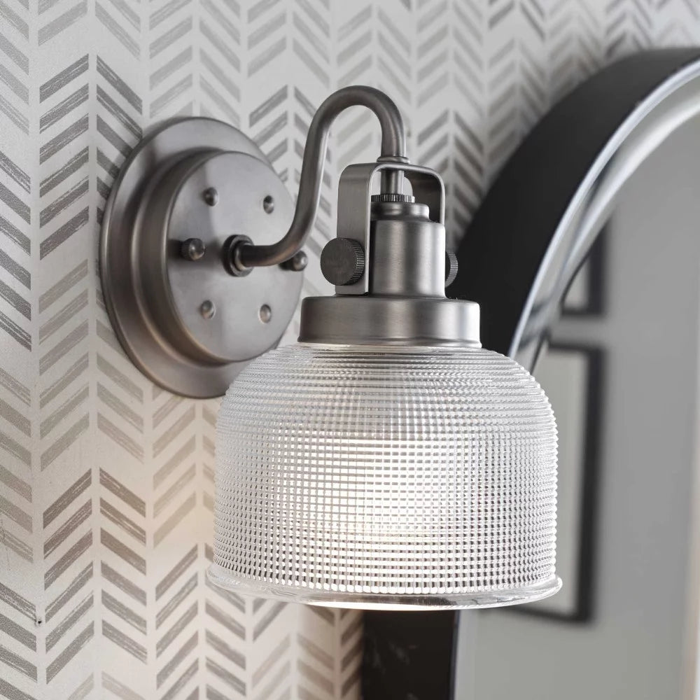 Vintage Brass Clear Glass Bath Vanity Light O72016