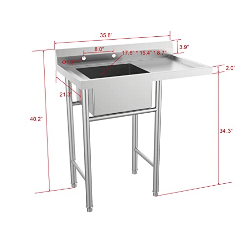 304 Stainless Steel Utility Sink with Drainboard K993