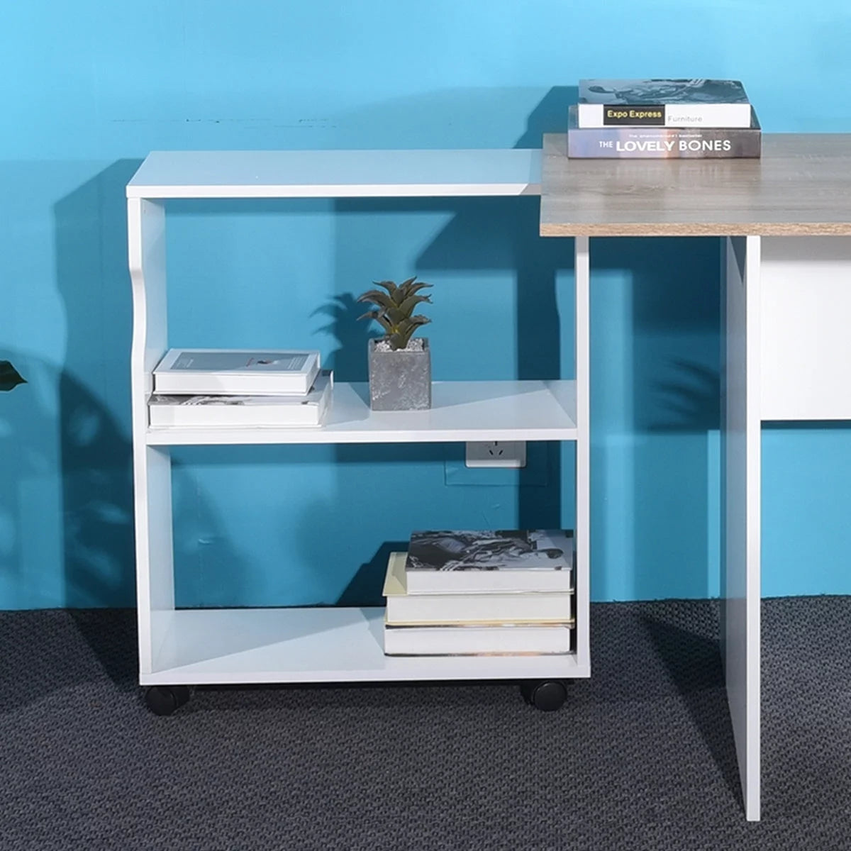 L Shape Computer Desk with Bookcase M263