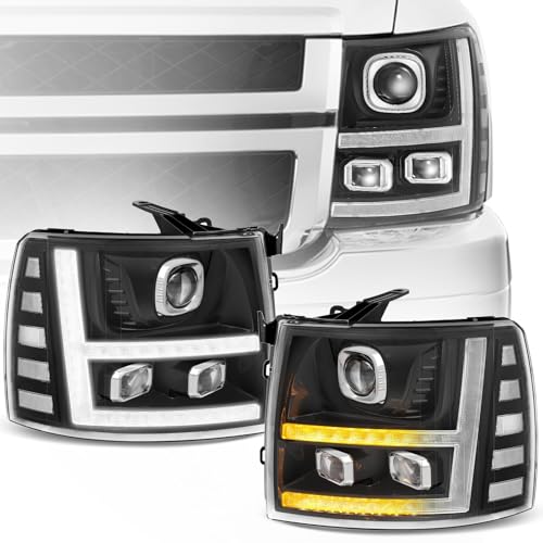 LED Projector DRL Headlight Assembly Black Housing Clear Reflector A93294