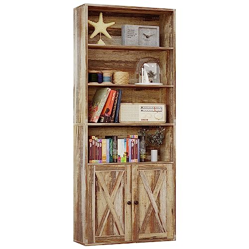 Industrial 6 Shelf Bookshelves with Doors G489136