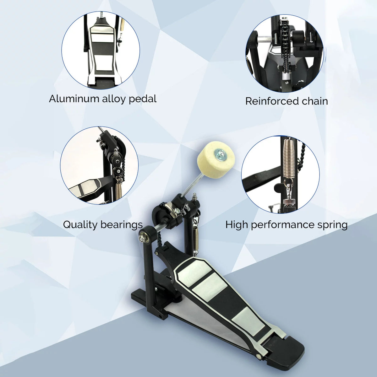 Drum Set Pedal with Drum Wool Beater X41005