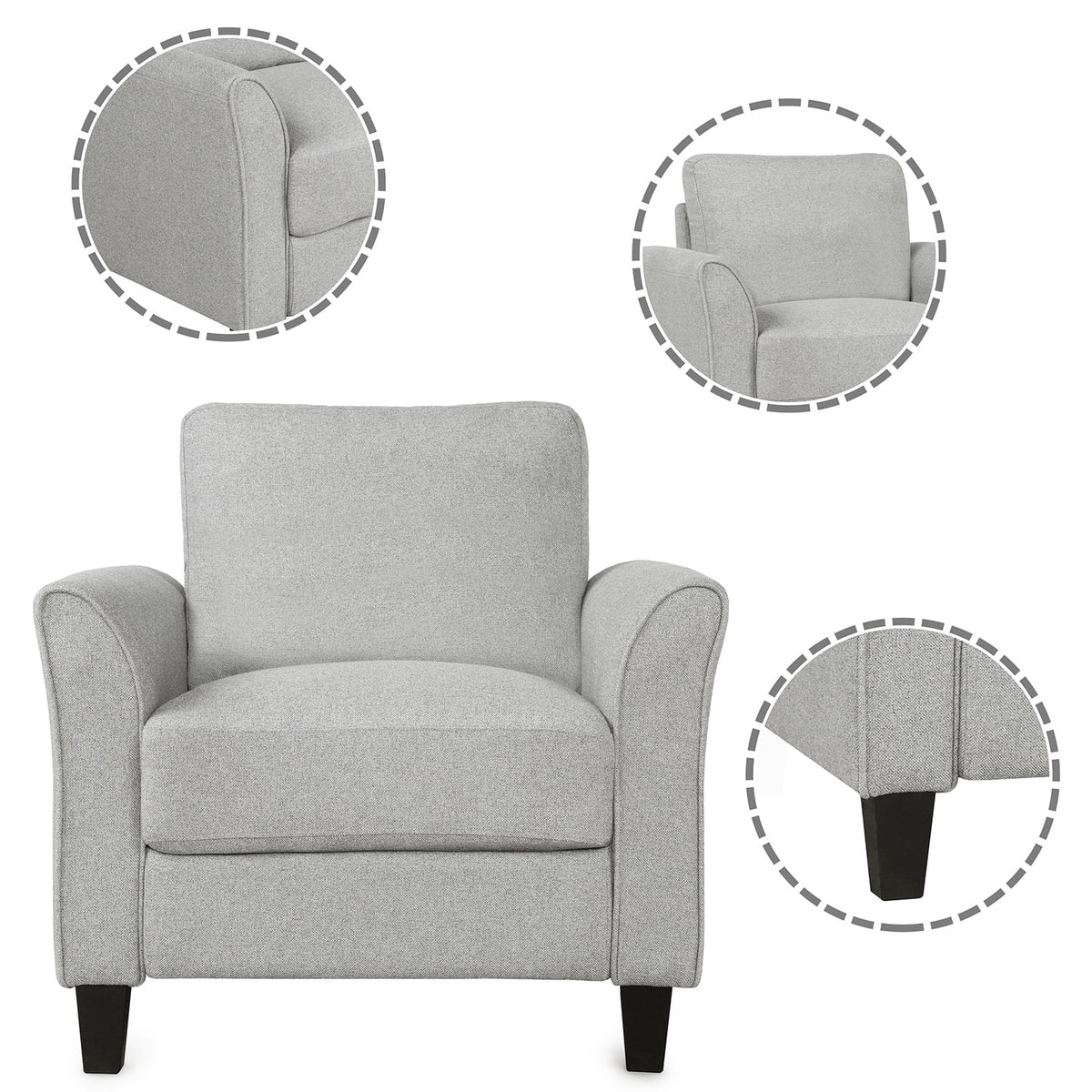 Light Gray Sofa Loveseat Chair 3-Seat Sofa F578