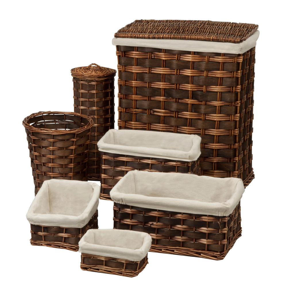 Wicker Laundry Hamper and Bath Storage Basket Set of 7 P901