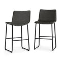 Distressed Charcoal Grey Faux Leather Bar Stool Set of 2 H106