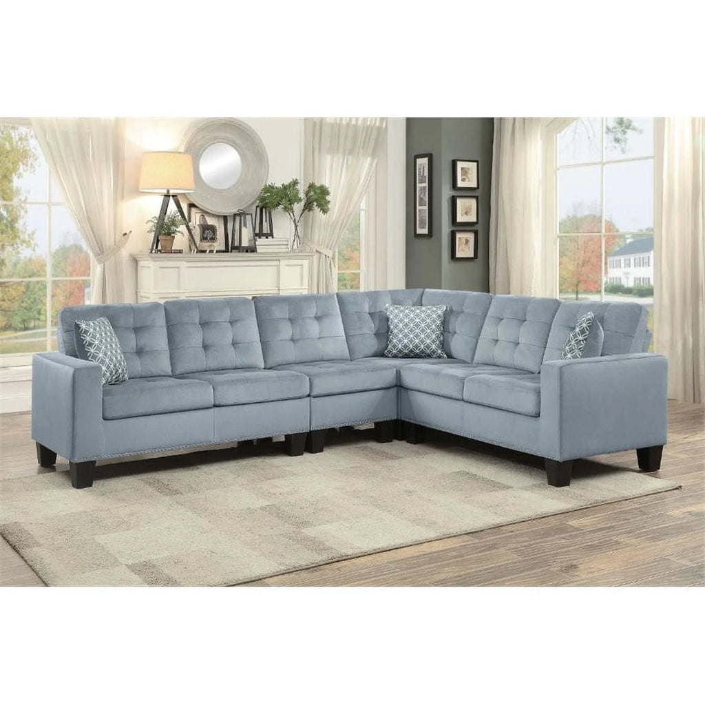 Gray Microfiber Reversible Sectional Q220514