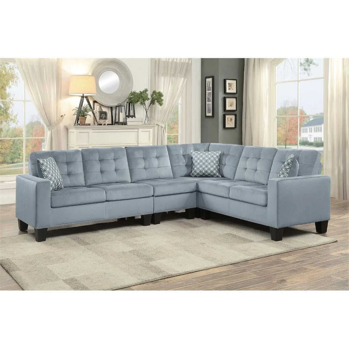 Gray Microfiber Reversible Sectional Q220514