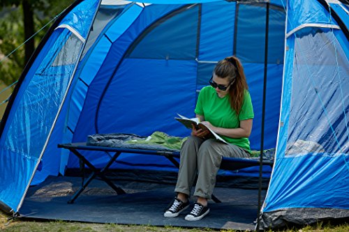 Folding Portable Camping Cot with Carry Bag and Side Storage Organizer P11744