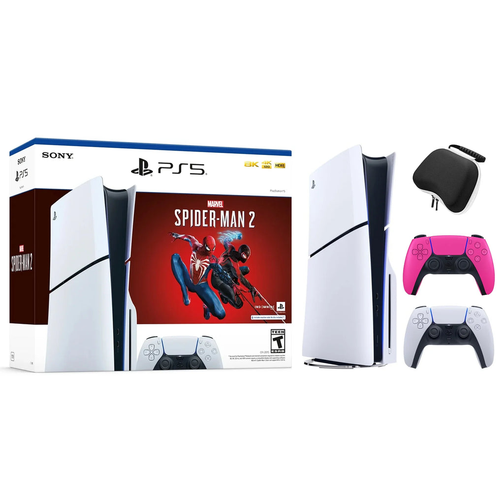White PlayStation 5 Slim Disc Edition 1TB Gaming Console with Two Controllers Z22433