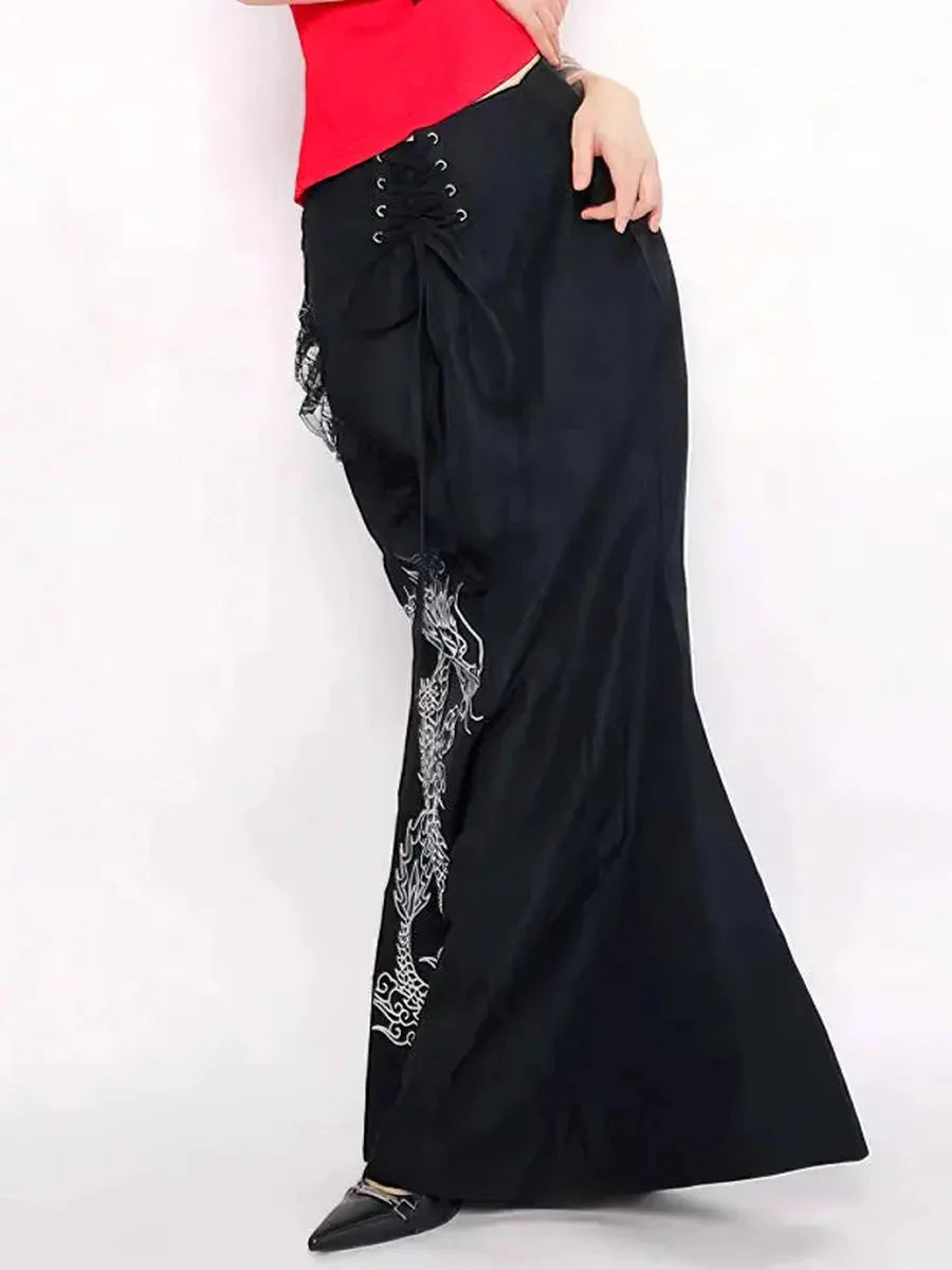 Dark Fish Tail Midi Skirts R450670
