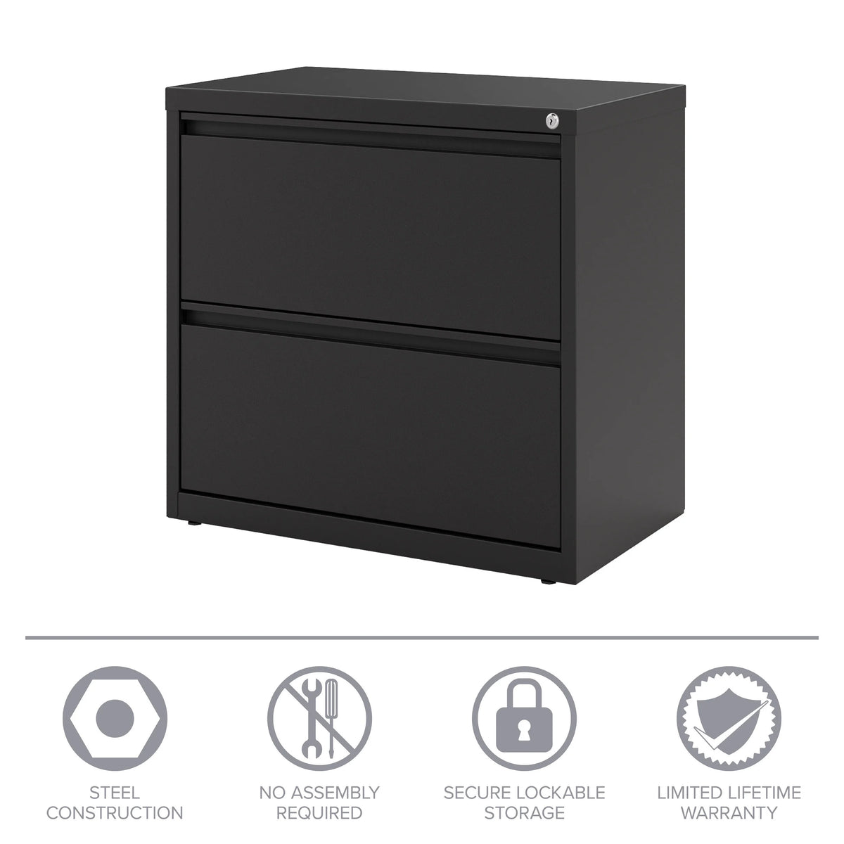30 inch Wide 2 Drawer Metal Lateral File Cabinet Black P223