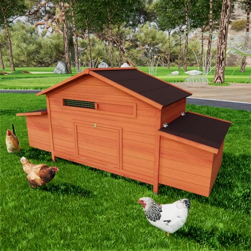 3-Tier Large Wooden Chicken Coop with Run and Nesting Boxes K41000