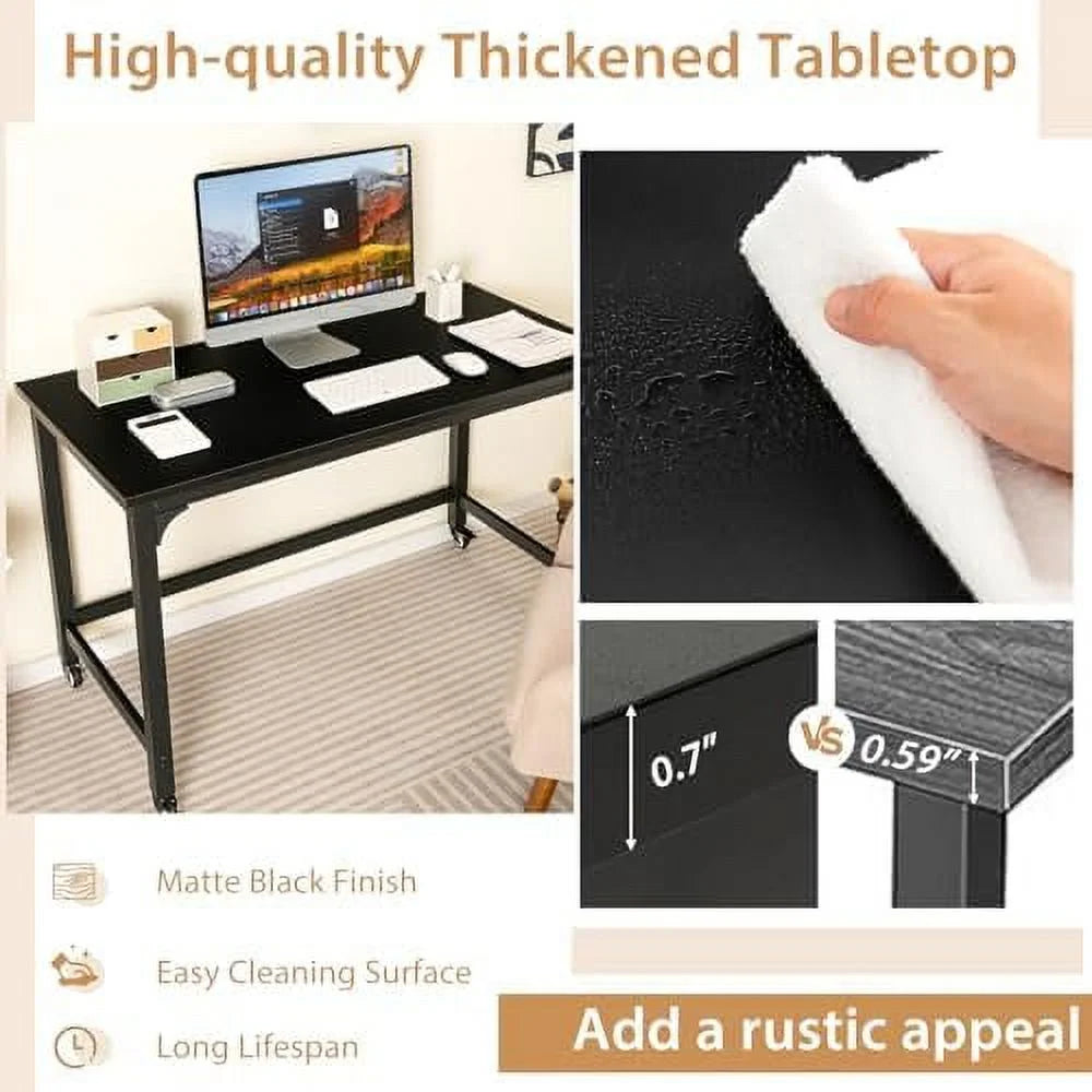 48" Mobile Computer Desk with 4 Casters V8190