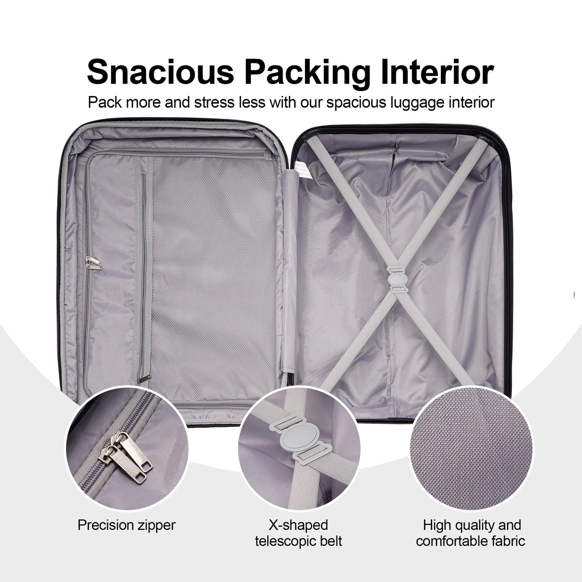 3 Piece Expandable Hard Side Luggage Set with Wheels Black R6986