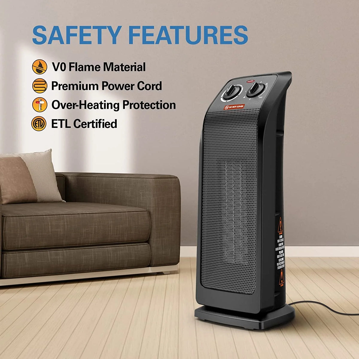 18" 1500W Ceramic Electric Tower Heater Y238