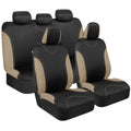 Beige Two-Tone Full Set Car Seat Covers F3848