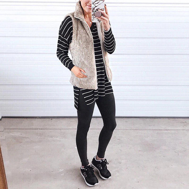 Faux Fur Sherpa Fleece Vest T665