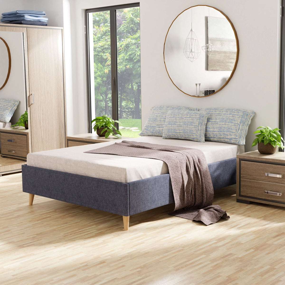 Queen Platform Bed Frame Dark Grey N4935