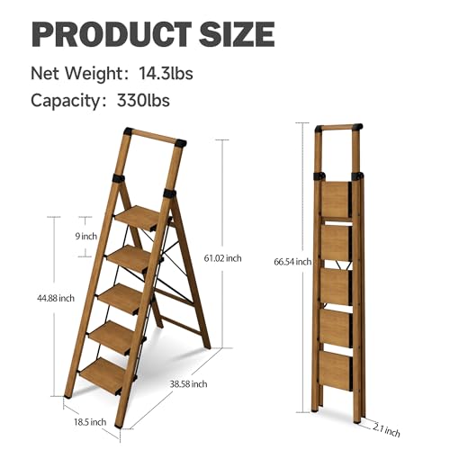 3 Step Folding Aluminum Steel Ladder 330lbs Capacity P109