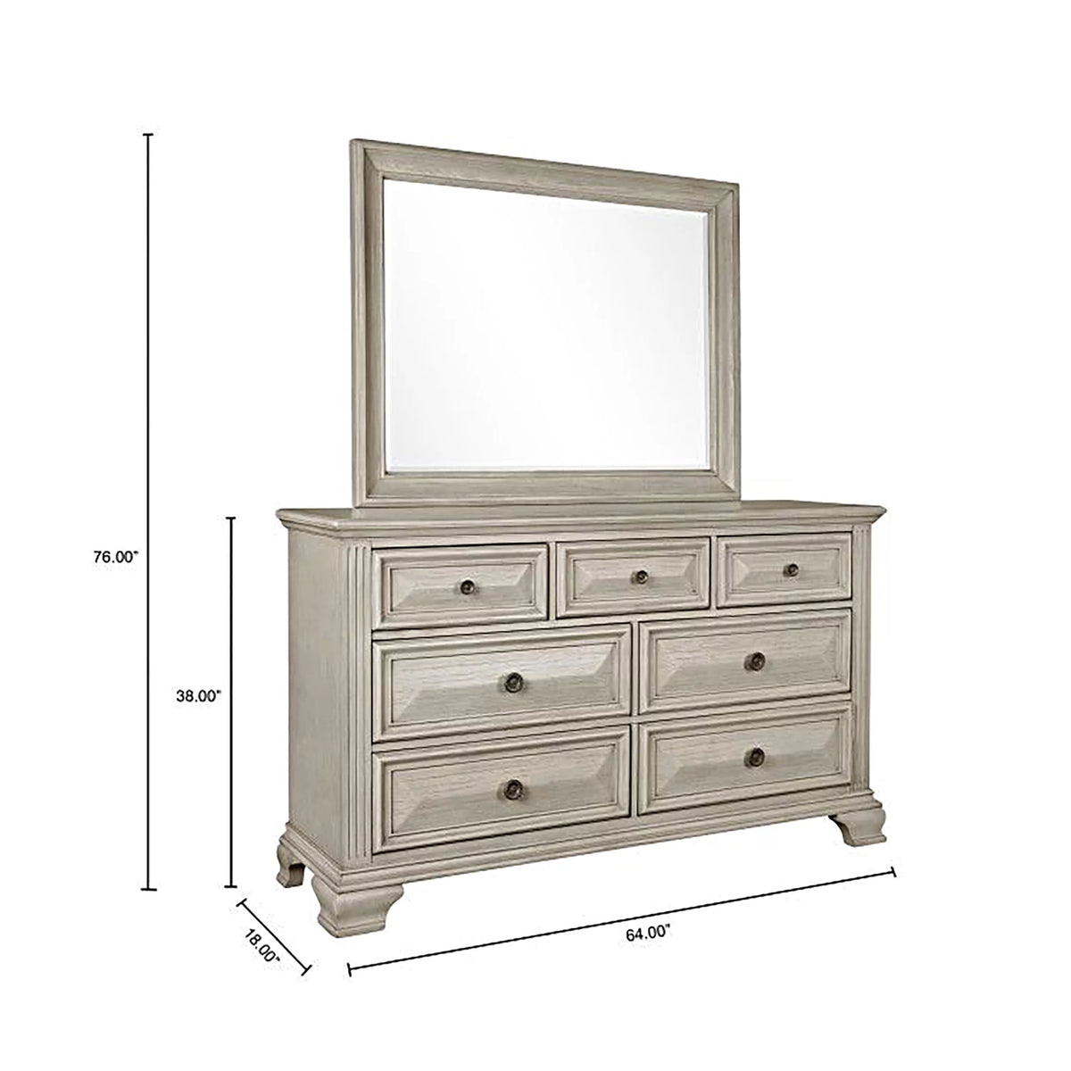 Queen Wood Bedroom Set with Dresser Mirror and Two Nightstands C92082