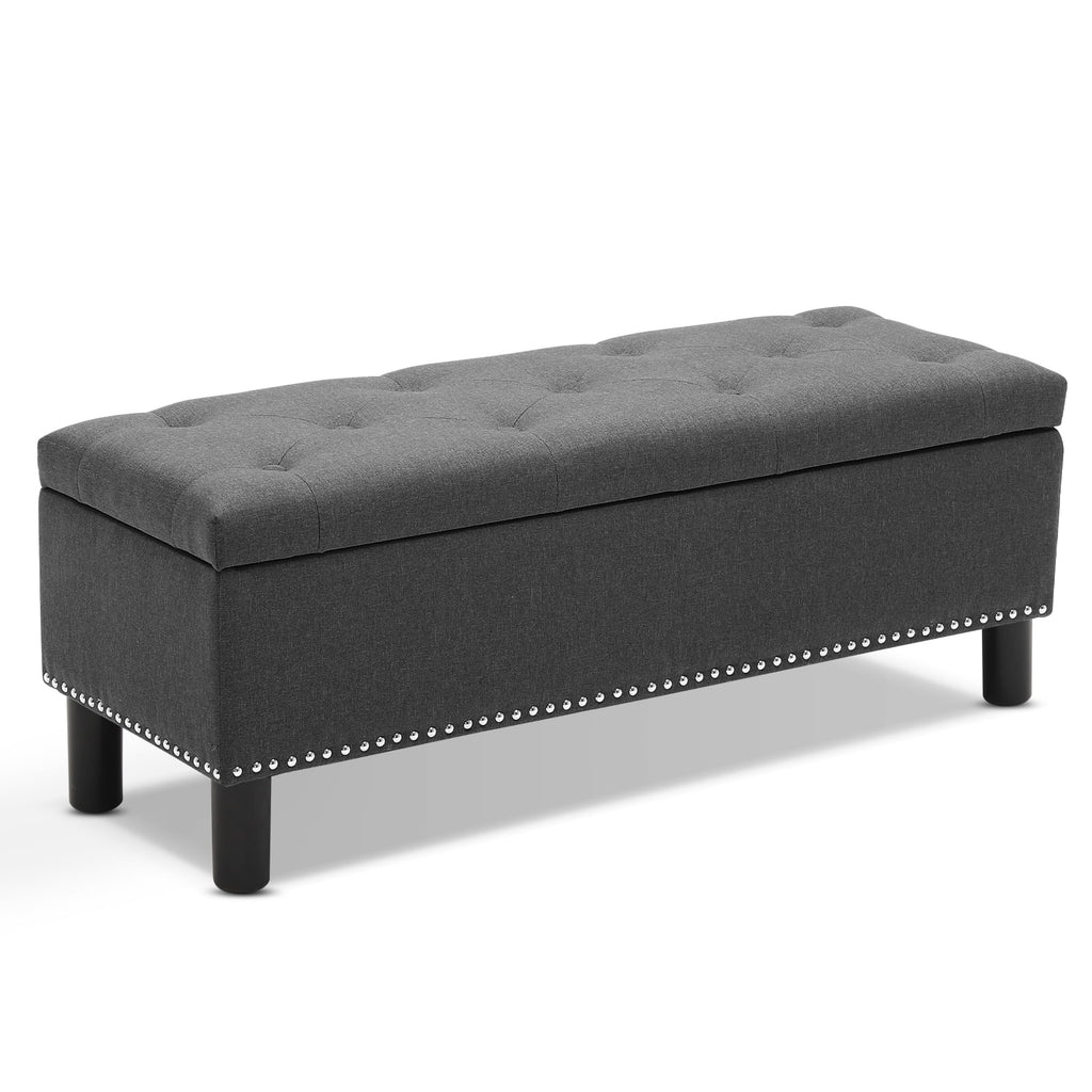 Dark Grey Upholstered Storage Ottoman Bench C82817