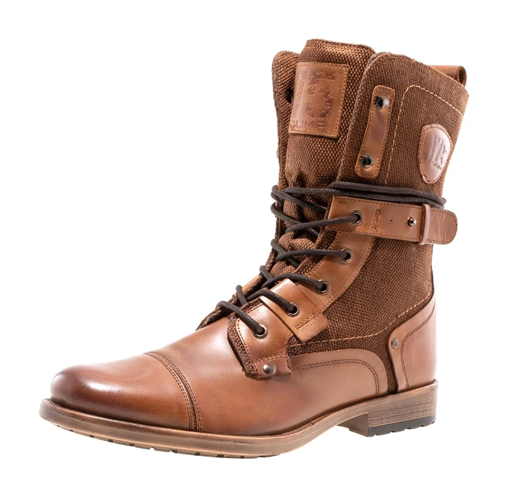 Light Weight Mid-calf Cap-toe Lace-up Combat Boots O415926